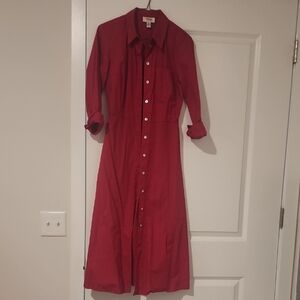 Vintage Talbots Red Button Up Dress